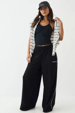 Jogging DSGN Studio Taille Moyenne Jambes Larges avec Détails de Passepoil