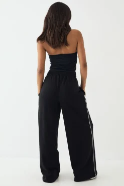Jogging DSGN Studio Taille Moyenne Jambes Larges avec Détails de Passepoil