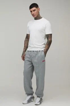 Jogging Grande Taille Coupe Regular À Coutures Apparentes Avec Broderies Et Poignets Élastiques