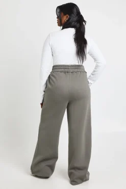 boohoo Jogging Grande Taille Jambes Larges à Ceinture Usée<Femme Pantalons|Joggings
