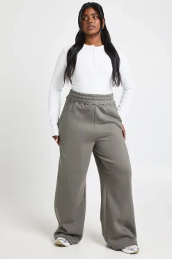 boohoo Jogging Grande Taille Jambes Larges à Ceinture Usée<Femme Pantalons|Joggings