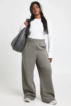boohoo Jogging Grande Taille Jambes Larges à Ceinture Usée<Femme Pantalons|Joggings