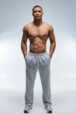 boohooMAN Jogging Homme Coupe Droite En Jersey Bouclette<Homme/Femme Tout Afficher Activewear|Survêtements