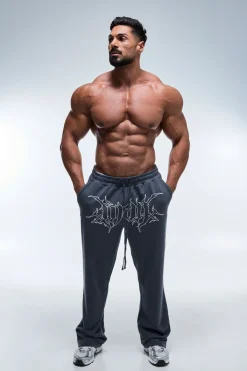 boohooMAN Jogging Homme Coupe Droite En Molleton Bouclette<Homme/Femme Tout Afficher Activewear|Survêtements