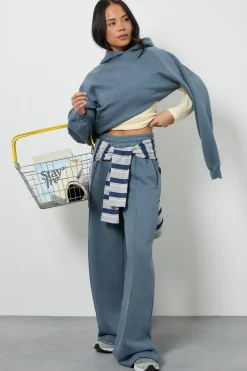 Jogging Jambe Droite avec Détails Plis Piqués