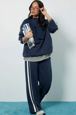 boohoo Jogging Jambe Droite à Détails Rayés<Femme Pantalons|Joggings