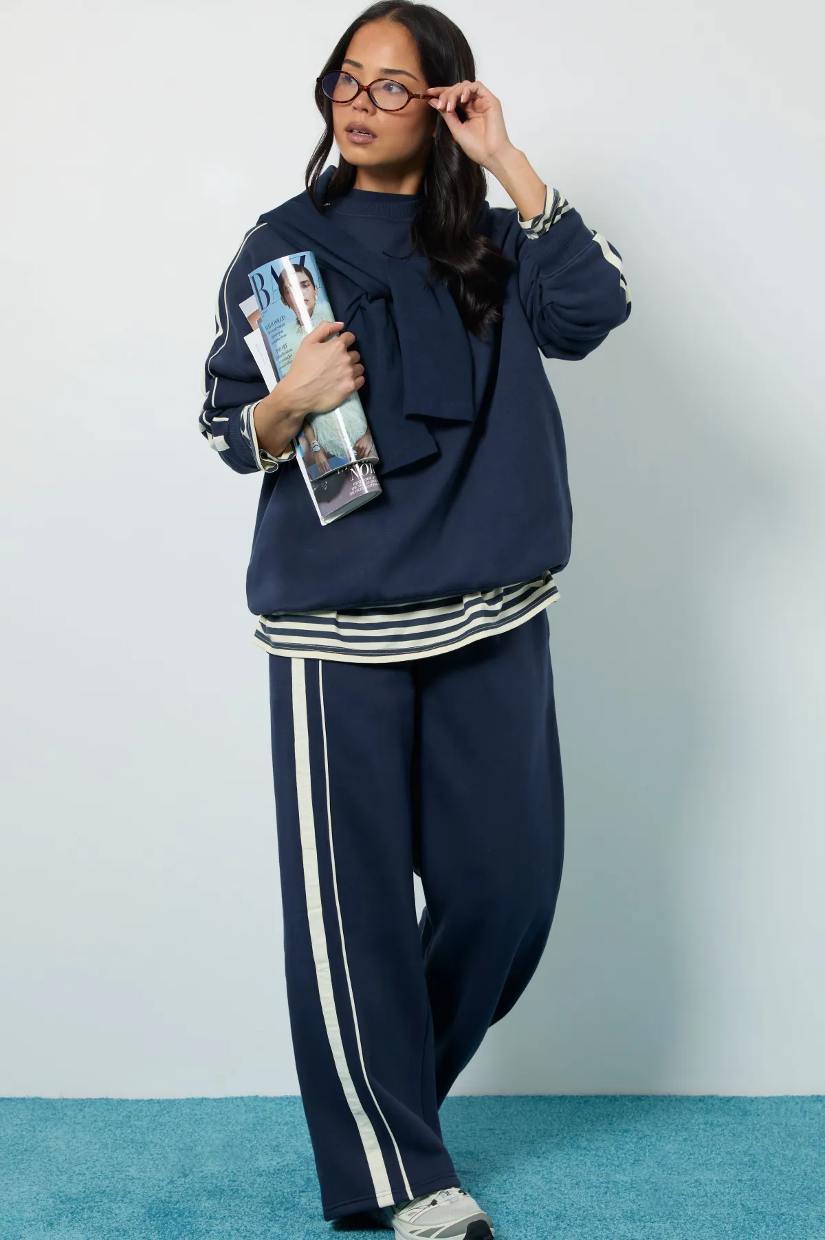 boohoo Jogging Jambe Droite à Détails Rayés<Femme Pantalons|Joggings