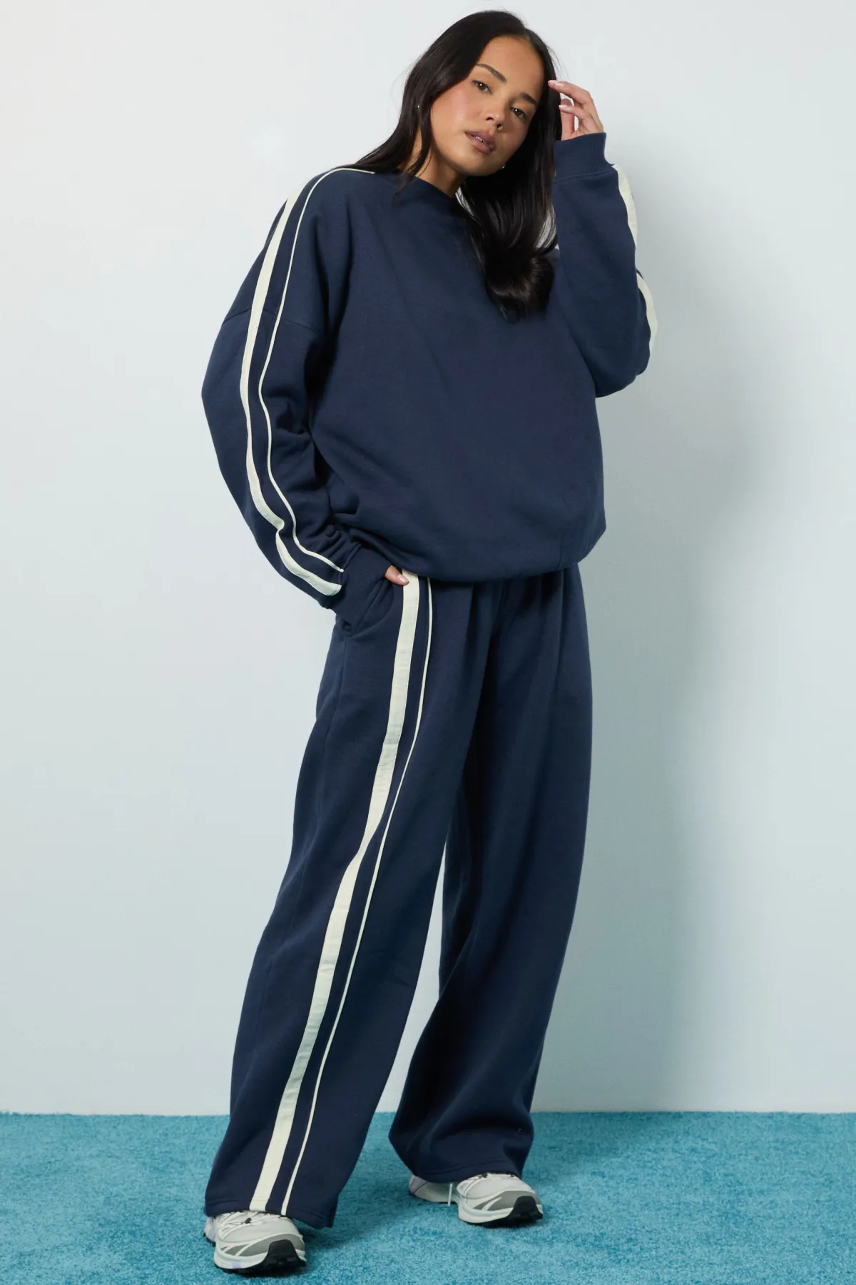 boohoo Jogging Jambe Droite à Détails Rayés<Femme Pantalons|Joggings