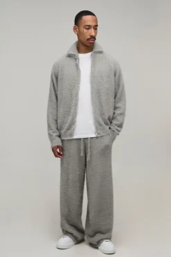 boohooMAN Jogging Jambe Droite En Maille Peluche Extrême<Homme Ensembles|Joggings
