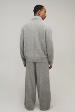 boohooMAN Jogging Jambe Droite En Maille Peluche Extrême<Homme Ensembles|Joggings