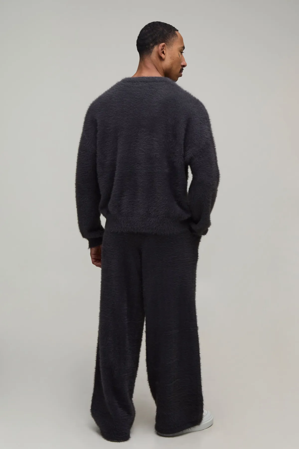 boohooMAN Jogging Jambe Droite En Maille Duveteuse Extrême<Homme Ensembles|Joggings