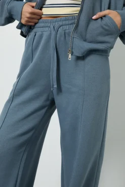 Jogging Jambe Large à Taille Haute avec Détail de Plis Piqués