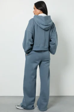 Jogging Jambe Large à Taille Haute avec Détail de Plis Piqués