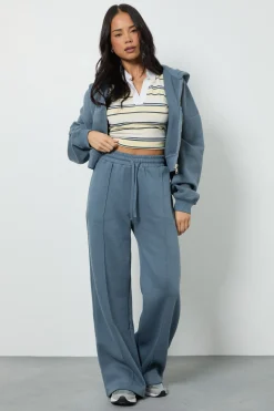 Jogging Jambe Large à Taille Haute avec Détail de Plis Piqués