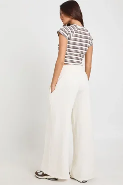 boohoo Jogging Jambes Larges À Ceinture Côtelée Profonde<Femme Pantalons|Athleisure