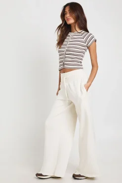 boohoo Jogging Jambes Larges À Ceinture Côtelée Profonde<Femme Pantalons|Athleisure