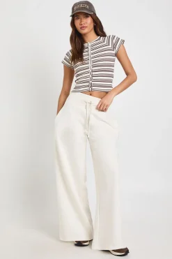 boohoo Jogging Jambes Larges À Ceinture Côtelée Profonde<Femme Pantalons|Athleisure