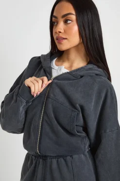 Jogging Jambes Larges à Taille Haute avec Détails de Plis Nervurés Effet Délavé