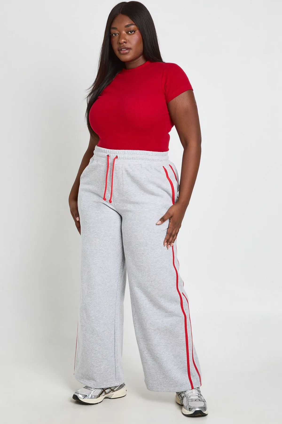boohoo Jogging Large À Bandes Latérales Grande Taille<Femme Pantalons|Joggings