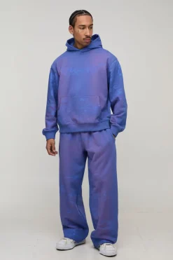 Jogging Large à Imprimé Intégral Effet Usé avec Molleton Bouclé