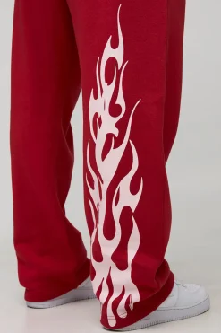 Jogging Moto Taille Plus à Entrejambe Bas avec Appliqués Flammes