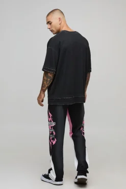 Jogging Moto Évasé Empilé Slim Délavé