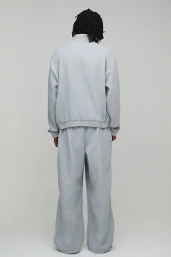 boohooMAN Jogging Taille Haute Jambe Large en Melton avec Détails de Couture et Cordons de Serrage Prolongés<Homme Tout Afficher|Jogging
