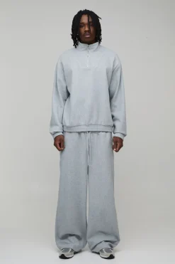 boohooMAN Jogging Taille Haute Jambe Large en Melton avec Détails de Couture et Cordons de Serrage Prolongés<Homme Tout Afficher|Jogging