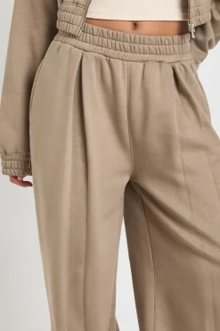 Jogging Taille Haute à Jambes Droites avec Détails Plissés