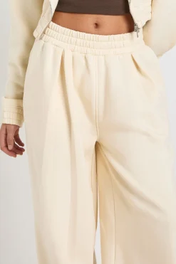 Jogging Taille Haute à Jambes Droites avec Détails Plissés