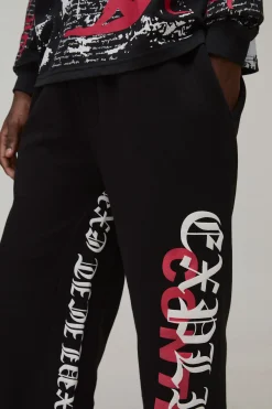 boohooMAN Jogging Évasé Décontracté Imprimé Gothique<Homme Jogging|Tout Afficher