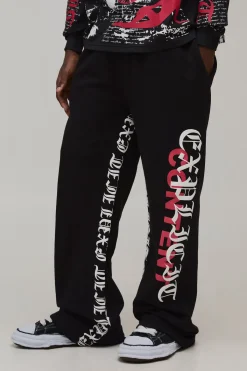 boohooMAN Jogging Évasé Décontracté Imprimé Gothique<Homme Jogging|Tout Afficher