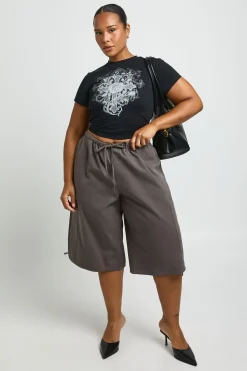 boohoo Jort En Sergé Grande Taille<Femme Shorts