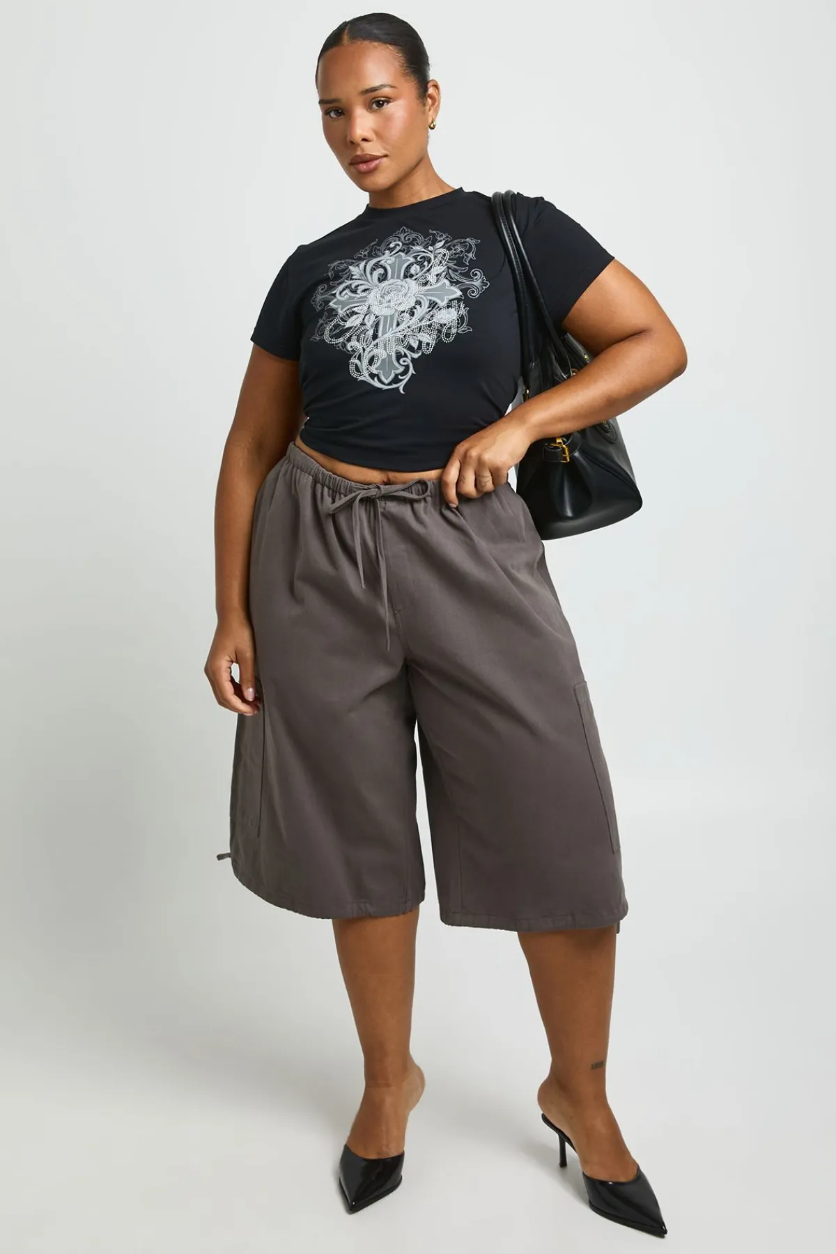 boohoo Jort En Sergé Grande Taille<Femme Shorts