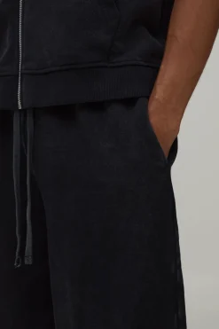boohooMAN Jort Long En Jersey Lavé Épais À Plis<Homme Shorts