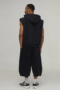 boohooMAN Jort Long En Jersey Lavé Épais À Plis<Homme Shorts