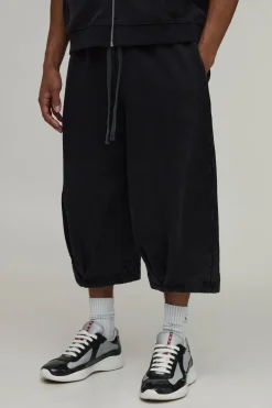 boohooMAN Jort Long En Jersey Lavé Épais À Plis<Homme Shorts