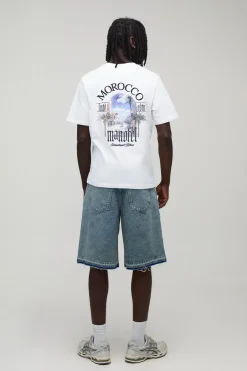 Jorts bleu déchirés à coupe régulière avec ourlet tombé