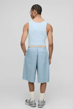 Jorts à coupe décontractée avec ceinture fixe et détail de pli