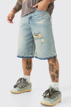 boohooMAN Jorts en denim déchiré en<Homme Jorts|Denim