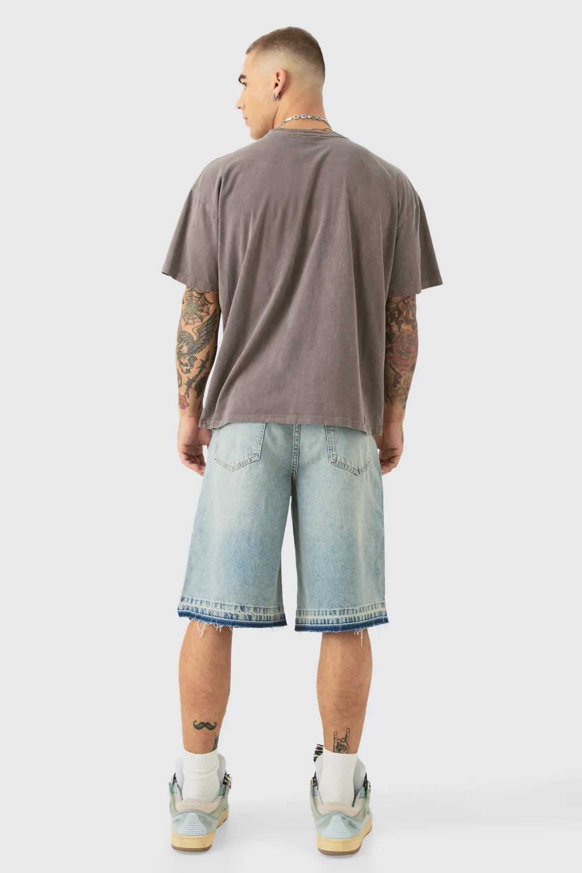 boohooMAN Jorts en denim déchiré en<Homme Jorts|Denim