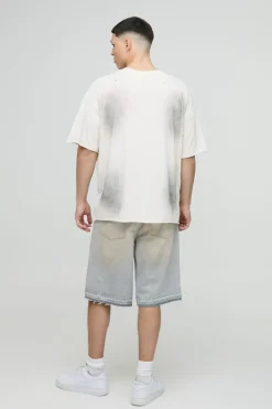 boohooMAN Jorts en denim déchirés en lavé<Homme Jorts|Denim