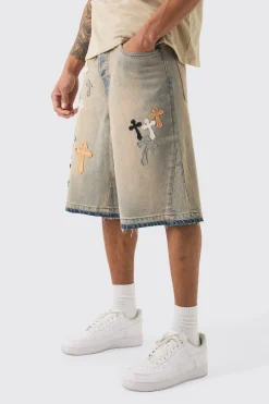 boohooMAN Jorts en denim à empiècement 
