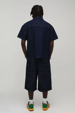 boohooMAN Jorts En Denim Longue Coupe Multi-poches<Homme Jorts|Denim