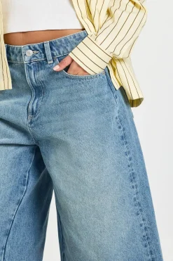 Jorts En Denim Longueur Allongée Taille Mi-haute