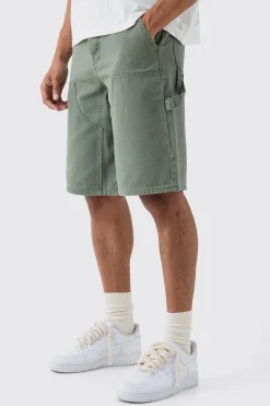 Jorts en denim surteinté style charpentier régulier