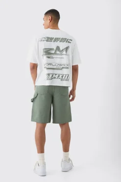 Jorts en denim surteinté style charpentier régulier