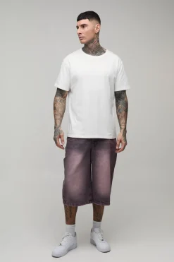 boohooMAN Jorts En Denim Teinté Longline Coupe Tall<Homme Jorts|Denim