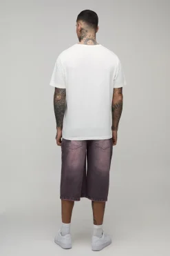 boohooMAN Jorts En Denim Teinté Longline Coupe Tall<Homme Jorts|Denim