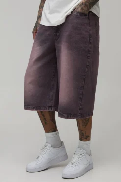 boohooMAN Jorts En Denim Teinté Longline Coupe Tall<Homme Jorts|Denim